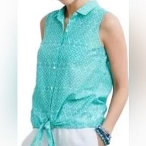 LIKE NEW J.Jill cotton sleeveless tie - front blouse